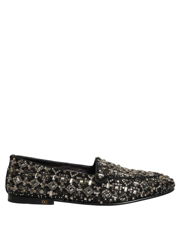 Men’s Dolce &amp; Gabbana Black Crystal Embellished Dress Loafers Shoes