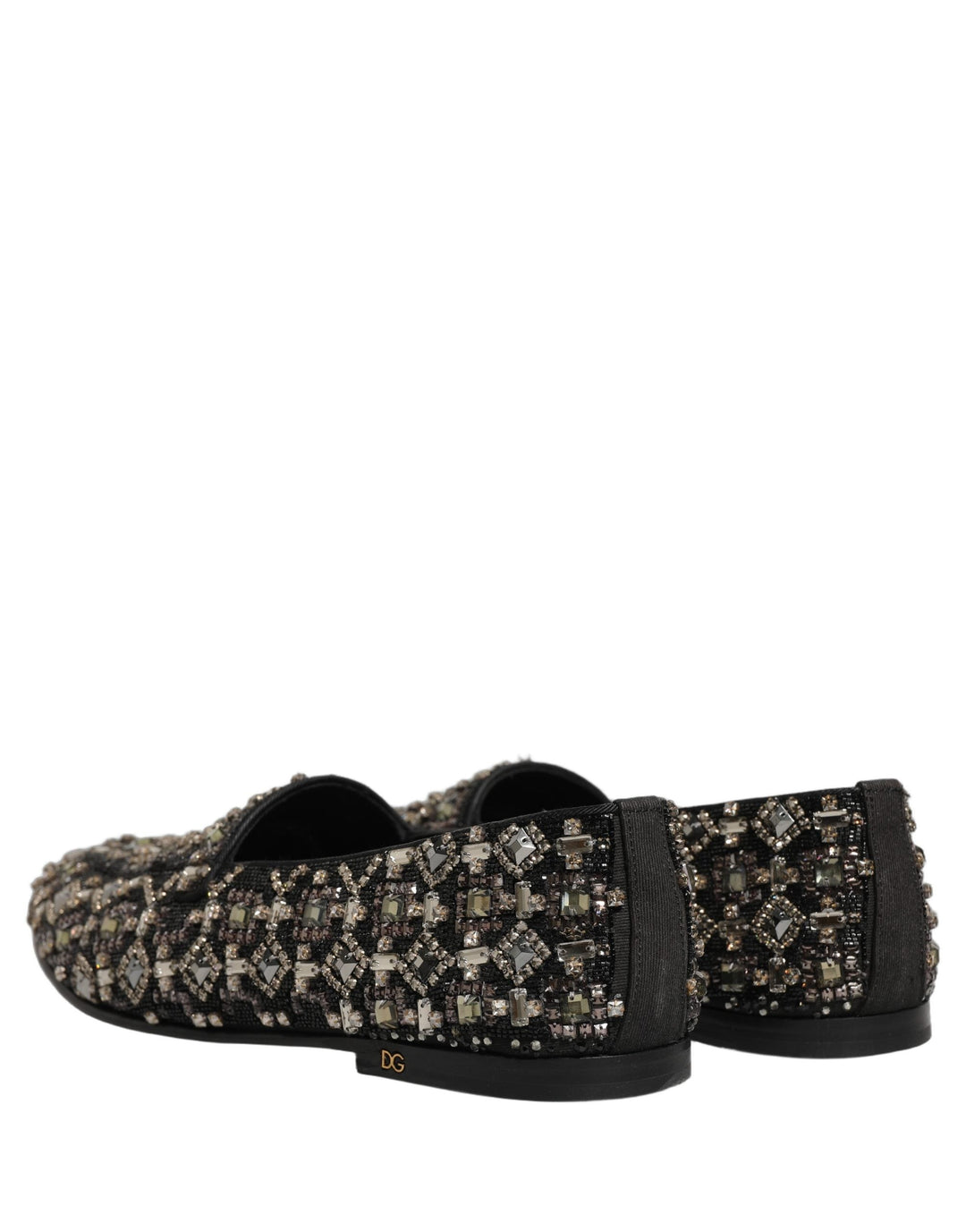 Men’s Dolce &amp; Gabbana Black Crystal Embellished Dress Loafers Shoes