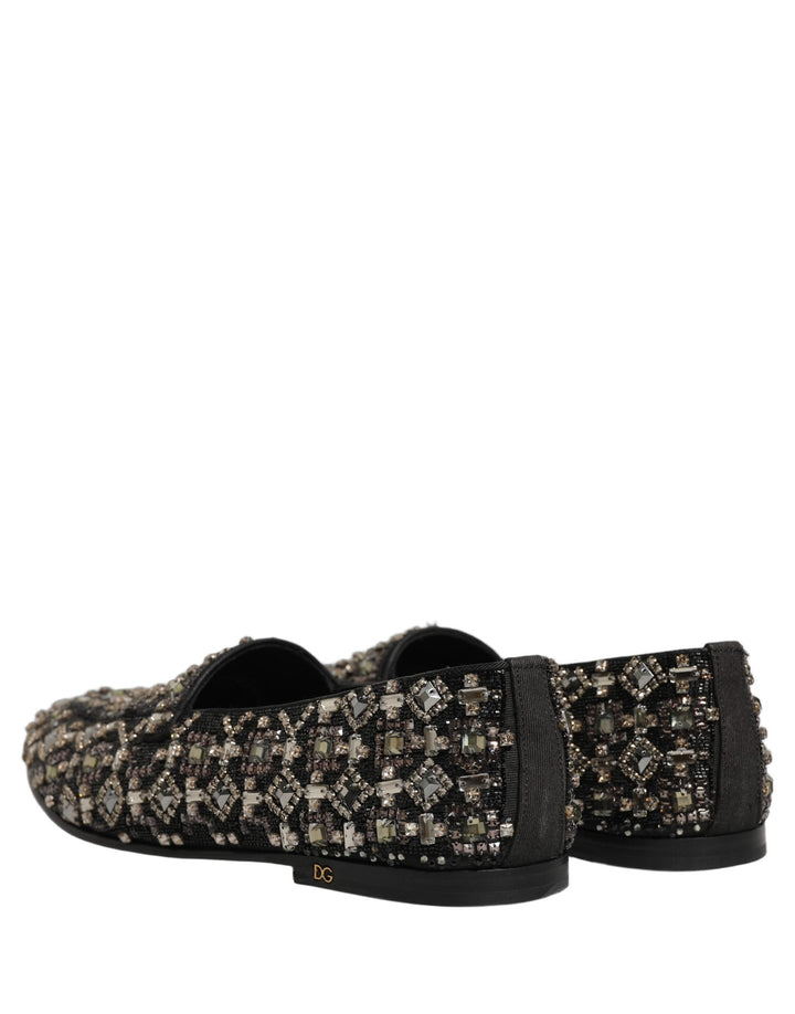 Men’s Dolce &amp; Gabbana Black Crystal Embellished Dress Loafers Shoes