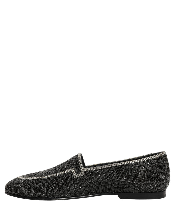 Men’s Dolce &amp; Gabbana Black Crystal Embellished Men Loafers Shoes
