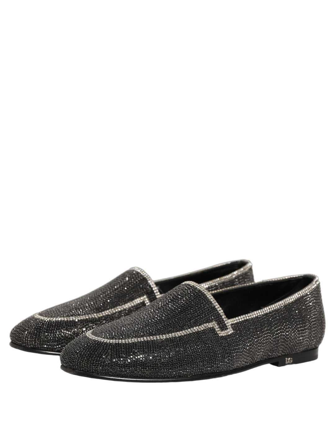 Men’s Dolce &amp; Gabbana Black Crystal Embellished Men Loafers Shoes