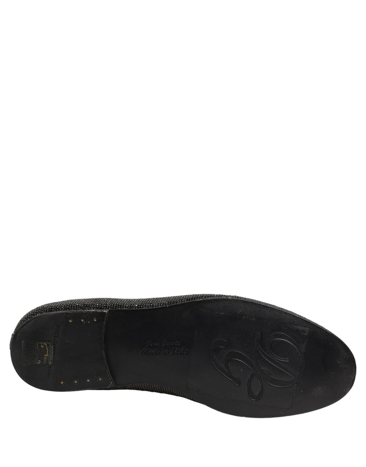 Men’s Dolce &amp; Gabbana Black Crystal Embellished Men Loafers Shoes