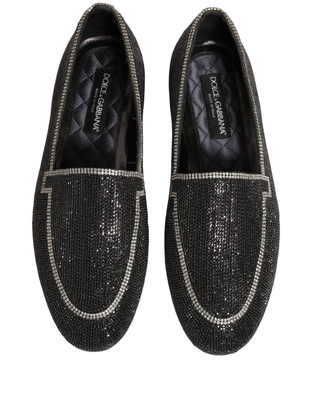 Men’s Dolce &amp; Gabbana Black Crystal Embellished Men Loafers Shoes