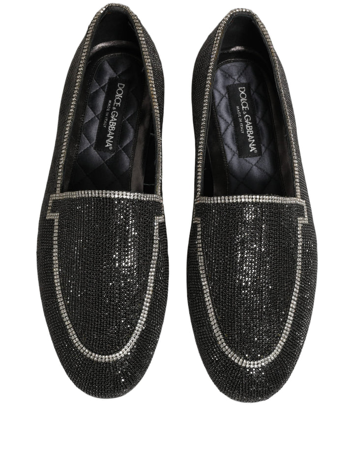 Men’s Dolce &amp; Gabbana Black Crystal Embellished Men Loafers Shoes