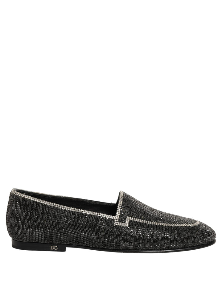 Men’s Dolce &amp; Gabbana Black Crystal Embellished Men Loafers Shoes