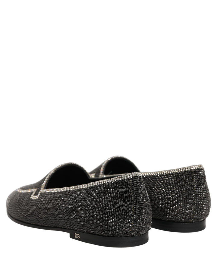 Men’s Dolce &amp; Gabbana Black Crystal Embellished Men Loafers Shoes