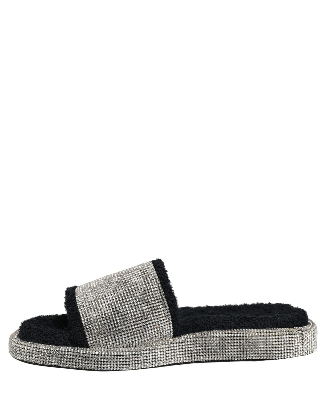 Men’s Dolce &amp; Gabbana Black Crystal Embellished Platform Men Slides Shoes