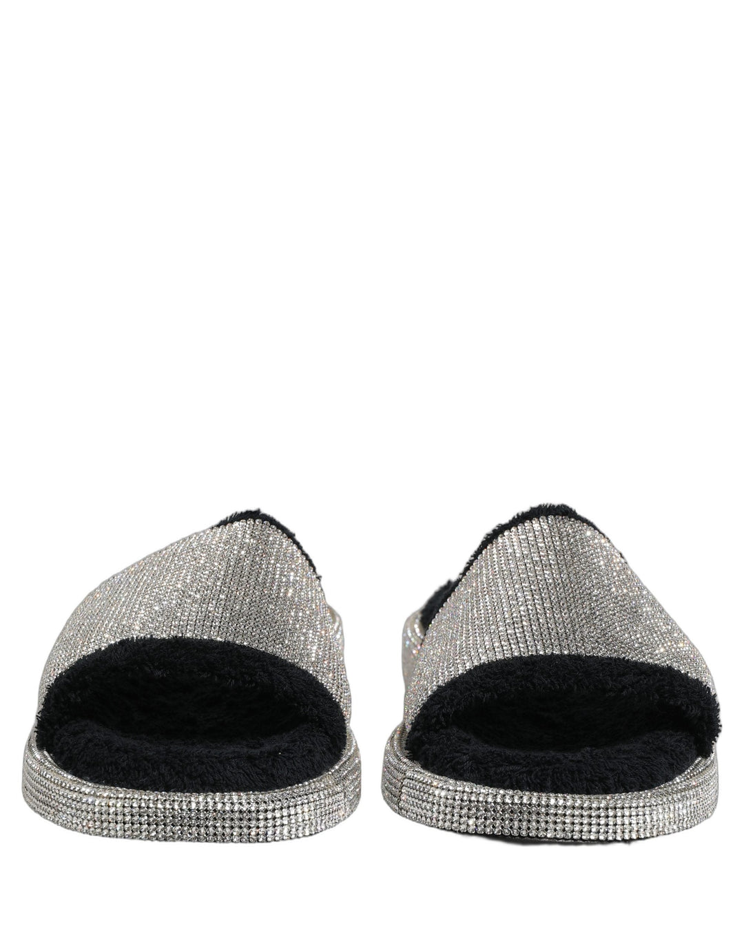 Men’s Dolce &amp; Gabbana Black Crystal Embellished Platform Men Slides Shoes