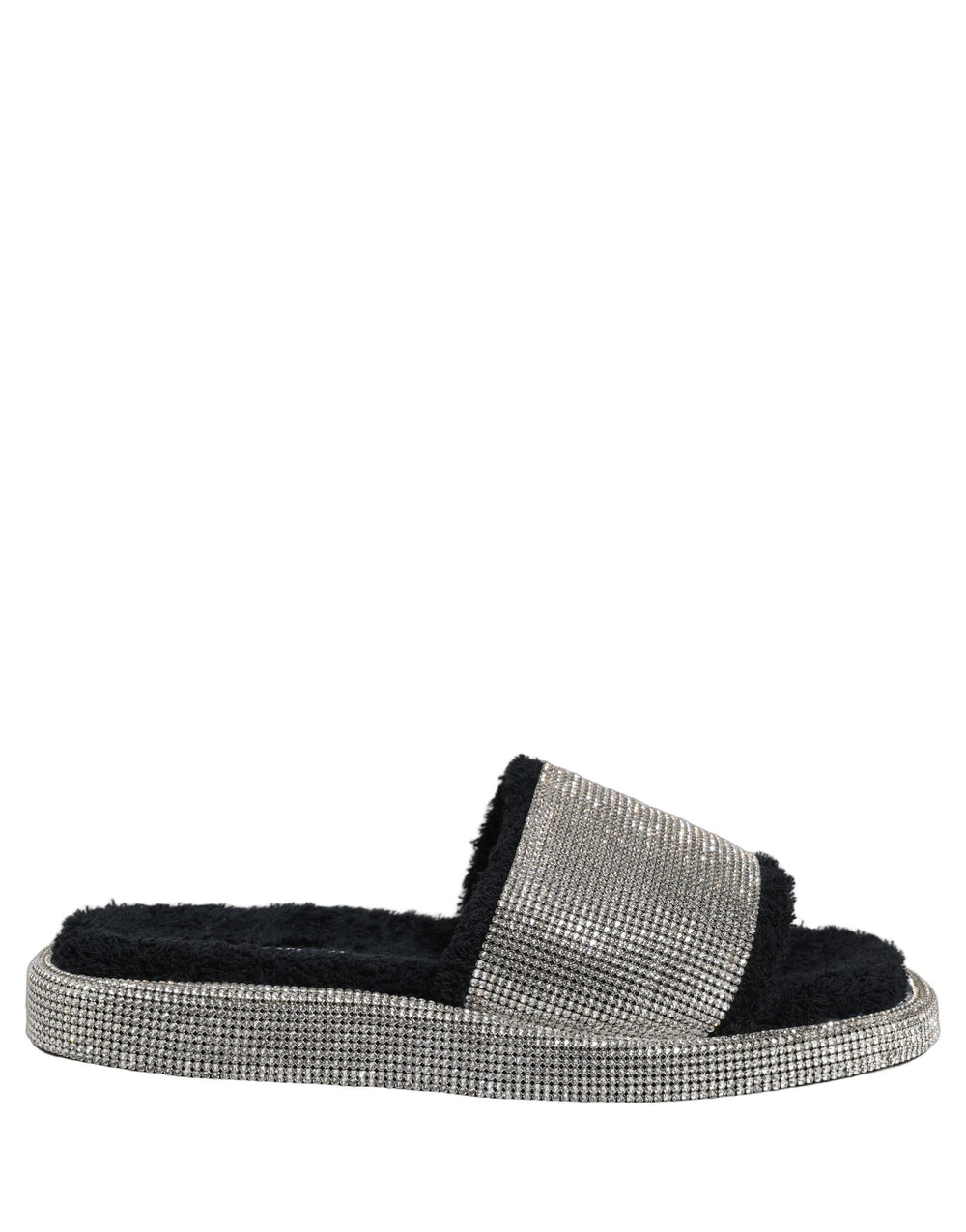 Men’s Dolce & Gabbana Black Crystal Embellished Platform Men Slides Shoes