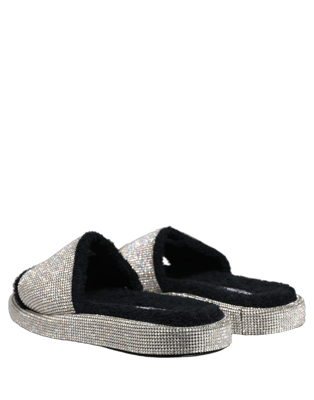 Men’s Dolce &amp; Gabbana Black Crystal Embellished Platform Men Slides Shoes