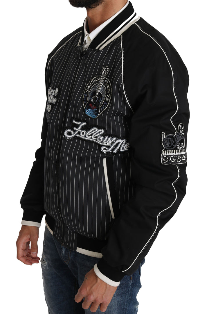 Men’s Dolce &amp; Gabbana Black Dd58 Sg62 Sequined Beaded Jacket