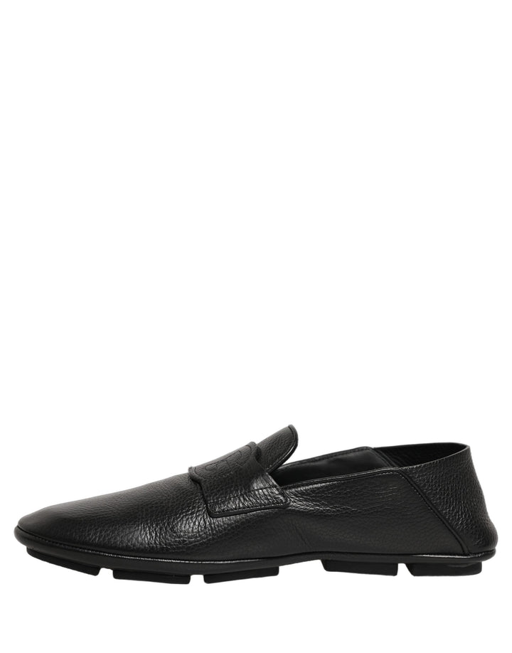 Men’s Dolce &amp; Gabbana Black Deerskin Leather Driver Loafers Shoes