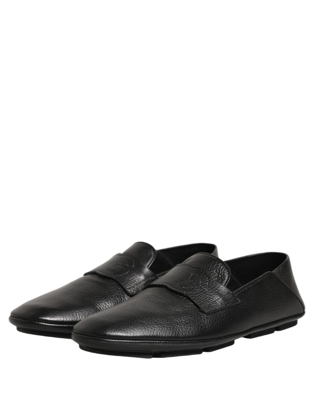 Men’s Dolce &amp; Gabbana Black Deerskin Leather Driver Loafers Shoes