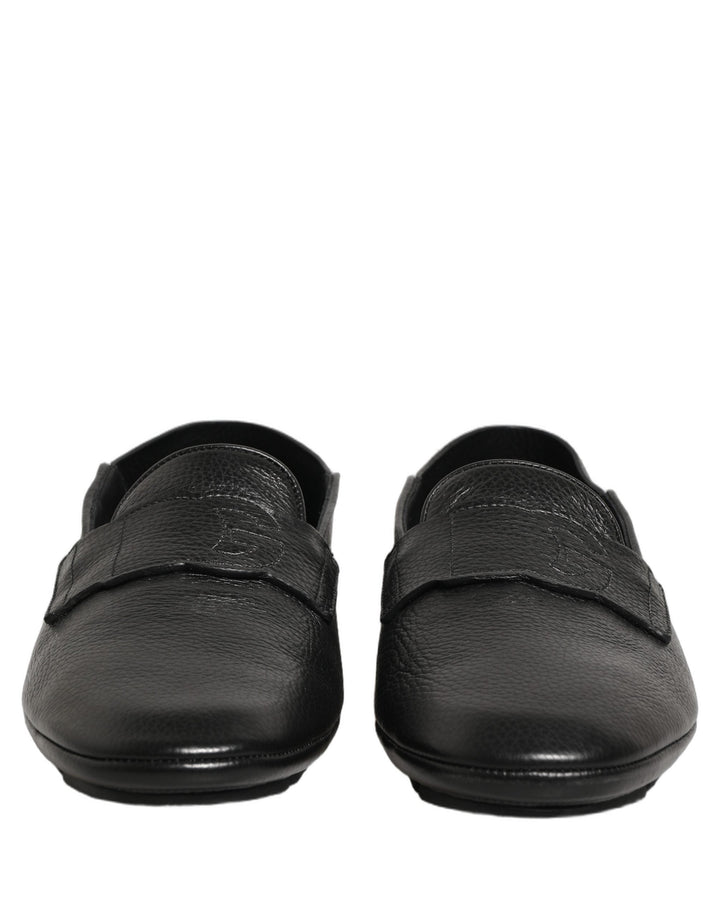 Men’s Dolce &amp; Gabbana Black Deerskin Leather Driver Loafers Shoes