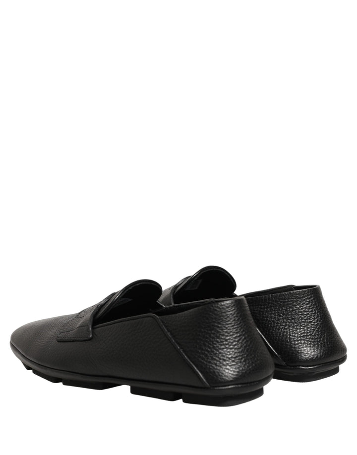 Men’s Dolce &amp; Gabbana Black Deerskin Leather Driver Loafers Shoes