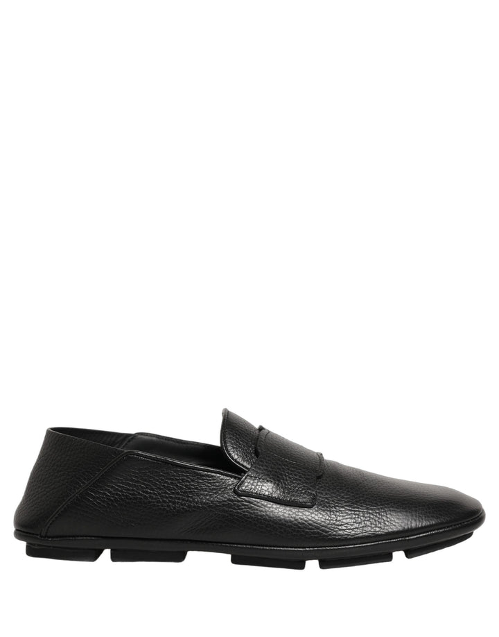Men’s Dolce &amp; Gabbana Black Deerskin Leather Driver Loafers Shoes