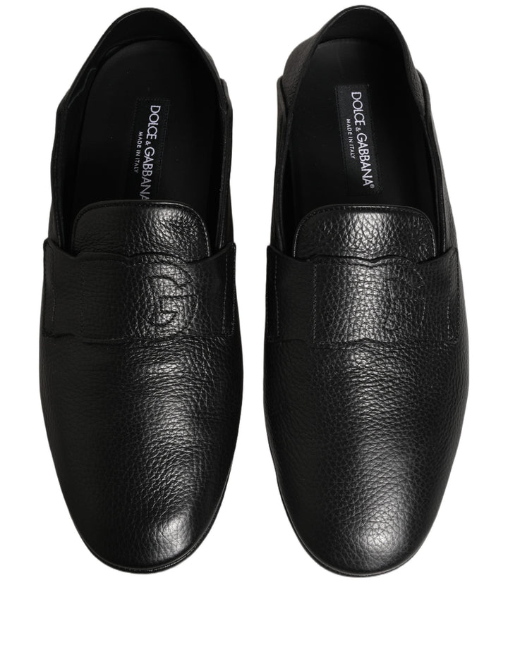Men’s Dolce &amp; Gabbana Black Deerskin Leather Driver Loafers Shoes
