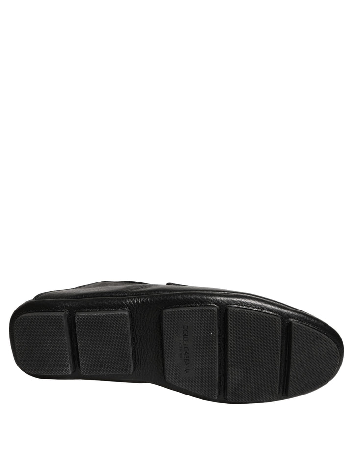 Men’s Dolce &amp; Gabbana Black Deerskin Leather Driver Loafers Shoes