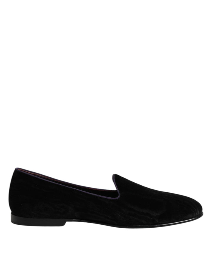 Men’s Dolce &amp; Gabbana Black Dg Crown Embroidery Loafers Slip on Shoes