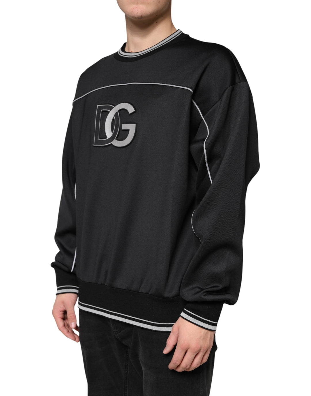 Men’s Dolce &amp; Gabbana Black Dg Logo Crew Neck Sweatshirt Sweater