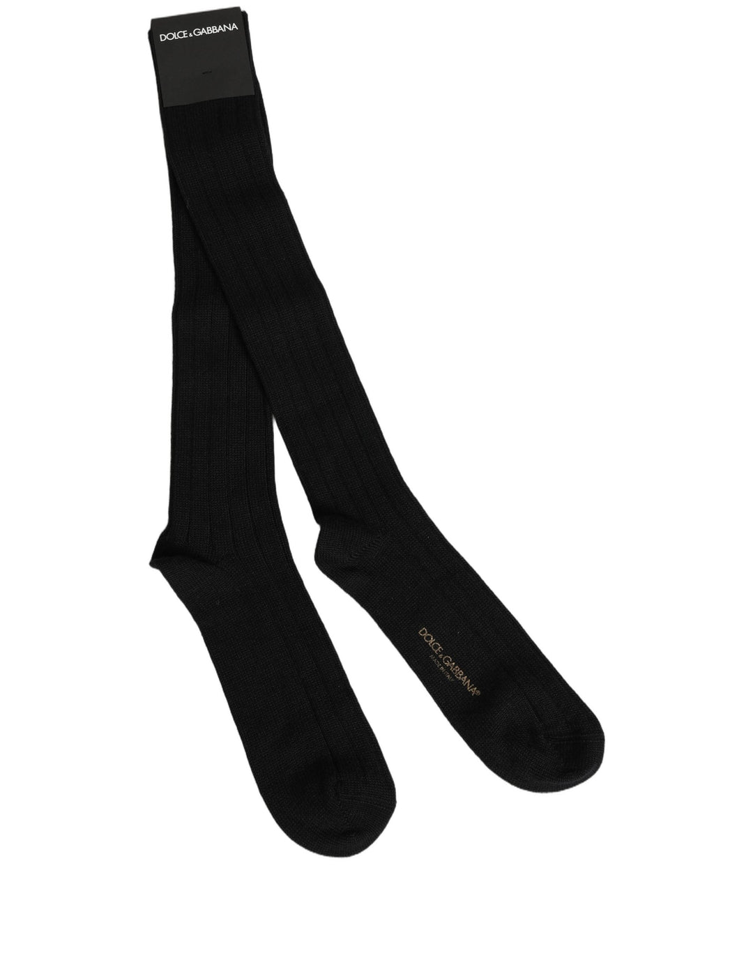 Dolce &amp; Gabbana Black Dg Logo Print Over the Calf Accessory Socks