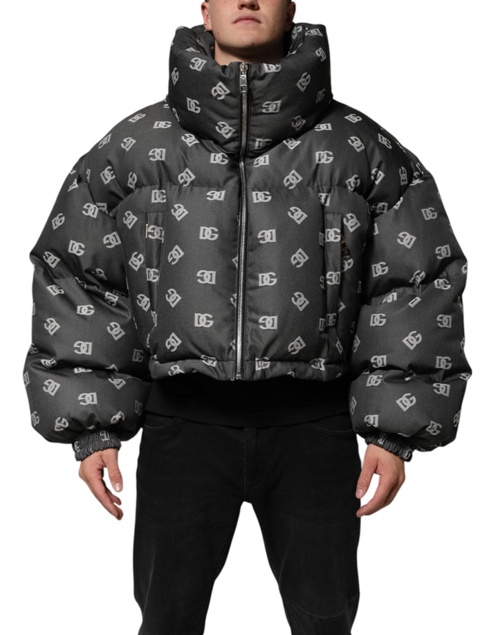 Men’s Dolce &amp; Gabbana Black Dg Monogram Full Zip Puffer Men Jacket