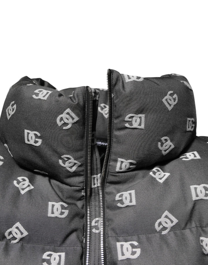 Men’s Dolce &amp; Gabbana Black Dg Monogram Full Zip Puffer Men Jacket