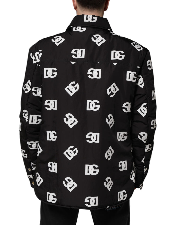 Men’s Dolce &amp; Gabbana Black Dg Monogram Nylon Windbreaker Jacket