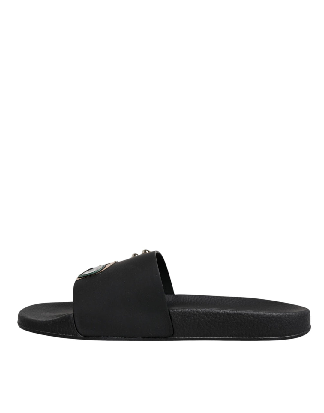 Men’s Dolce &amp; Gabbana Black Divers Leather Flats Slides Sandals Beachwear Shoes
