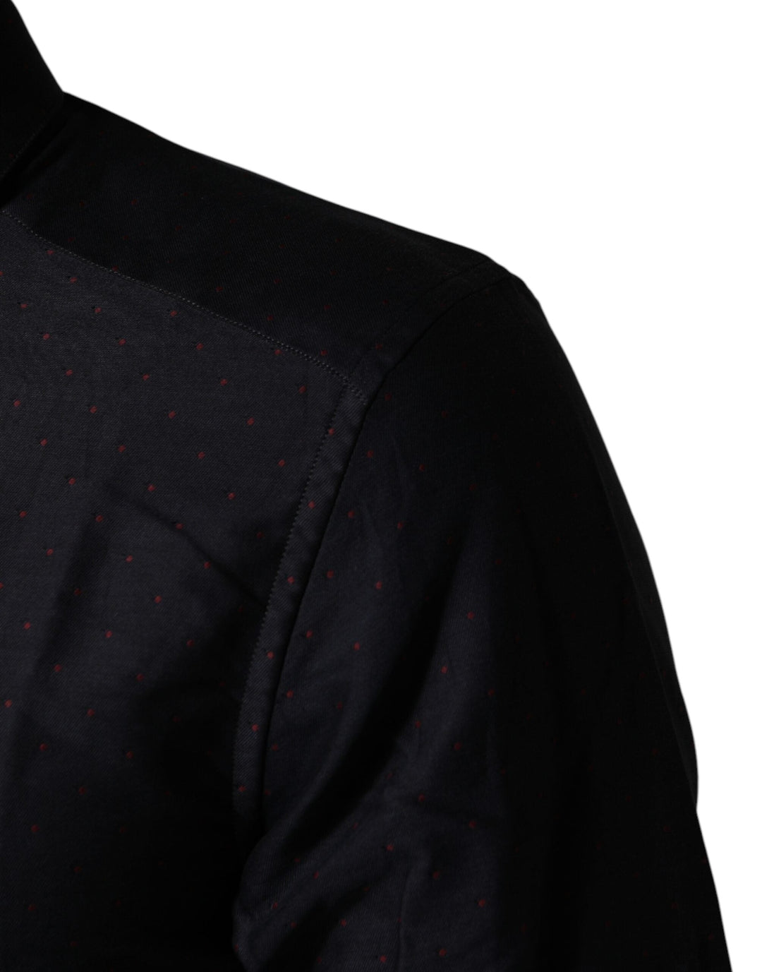 Men’s Dolce &amp; Gabbana Black Dotted Cotton Collared Gold Dress Shirt
