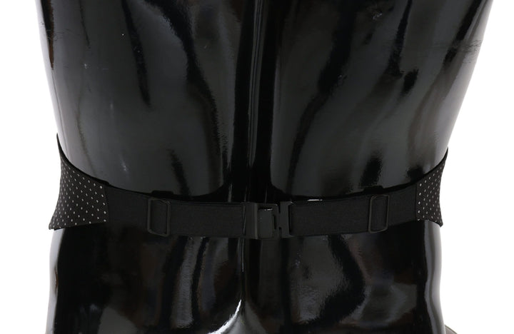Dolce &amp; Gabbana Black Dotted Waist Belt Silk Cummerbund