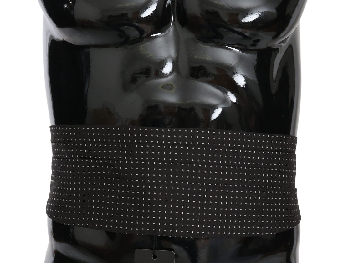 Dolce &amp; Gabbana Black Dotted Waist Belt Silk Cummerbund