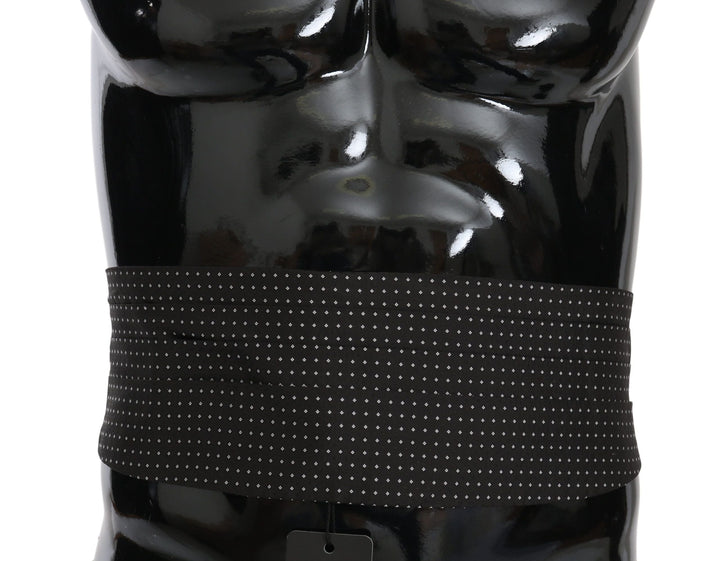 Dolce &amp; Gabbana Black Dotted Waist Belt Silk Cummerbund