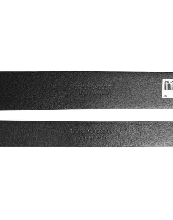Dolce &amp; Gabbana Black Double Strap Leather Brass Buckle Belt