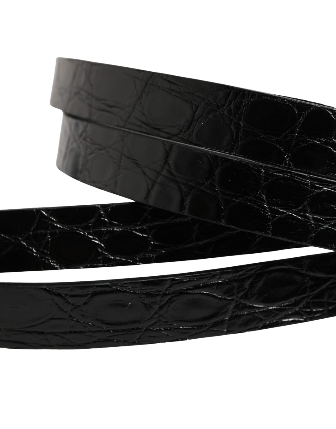 Dolce &amp; Gabbana Black Double Strap Leather Silver Buckle Belt