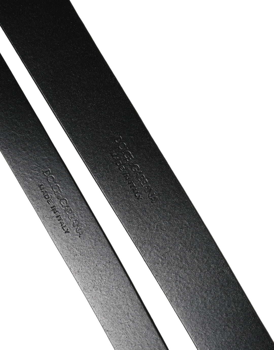 Dolce &amp; Gabbana Black Double Strap Leather Silver Buckle Belt