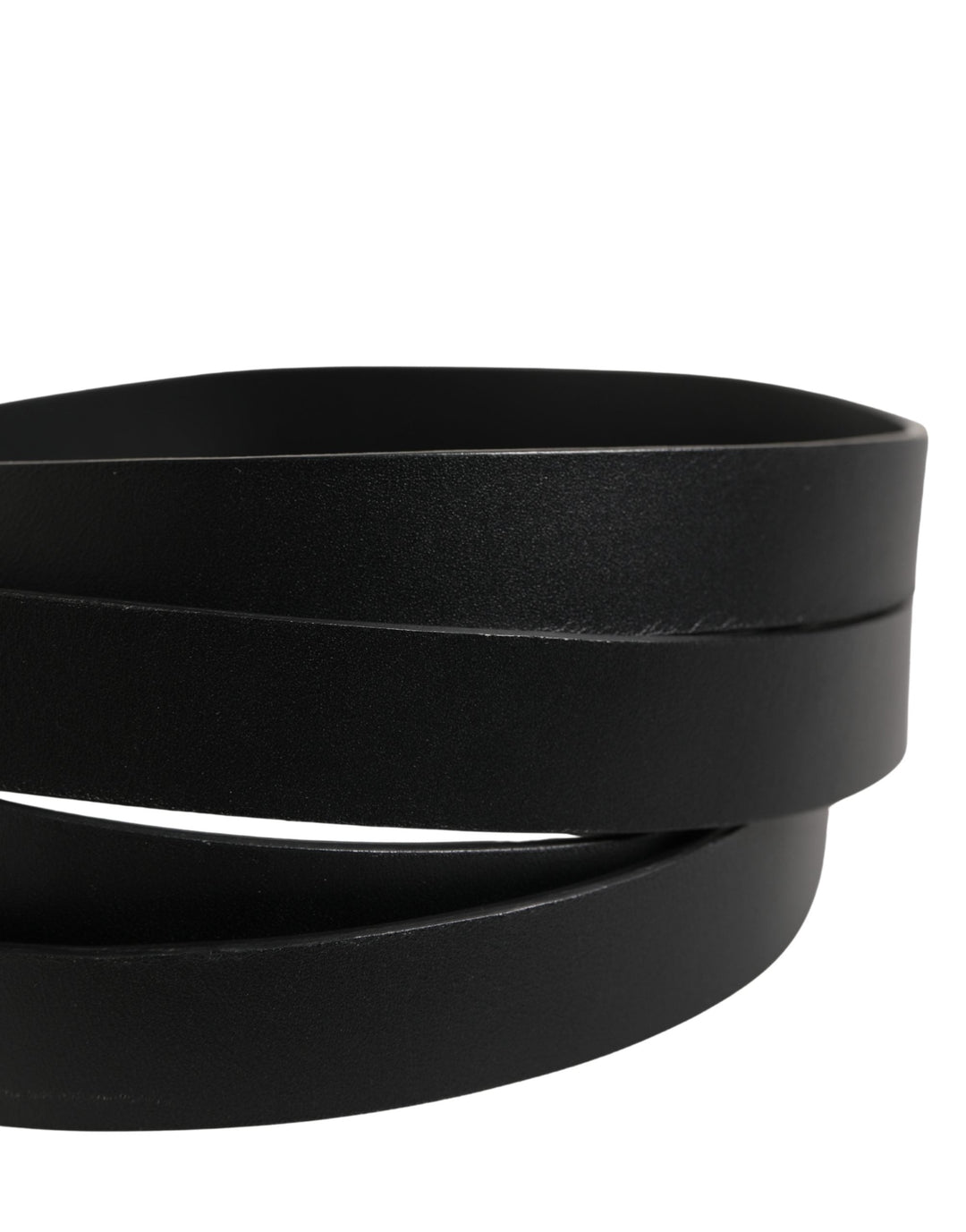 Dolce &amp; Gabbana Black Double Strap Leather Silver Buckle Belt