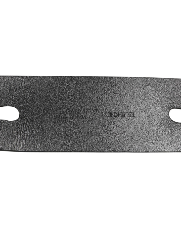 Dolce &amp; Gabbana Black Double Strap Leather Silver Buckle Belt