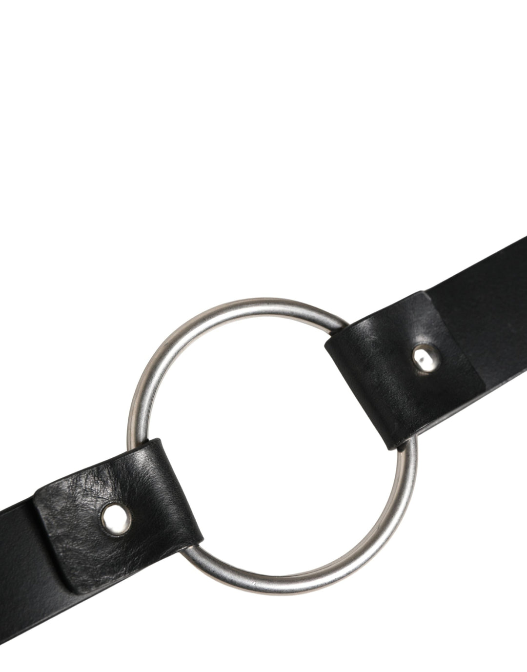 Dolce &amp; Gabbana Black Double Strap Leather Silver Buckle Belt