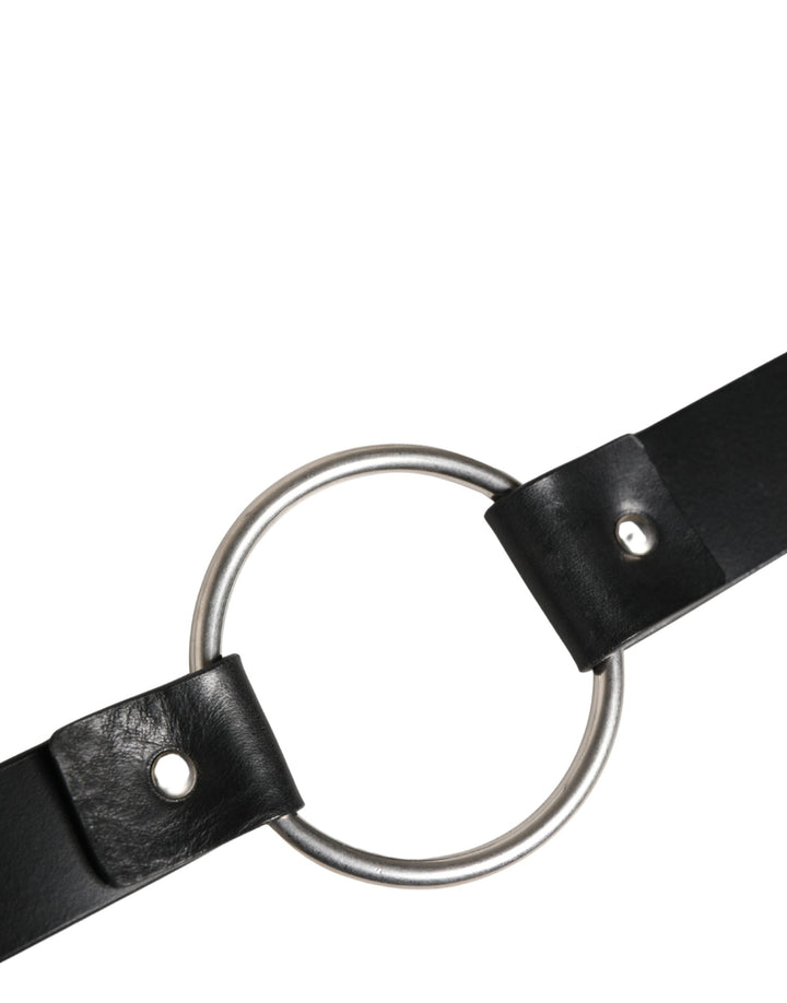 Dolce &amp; Gabbana Black Double Strap Leather Silver Buckle Belt