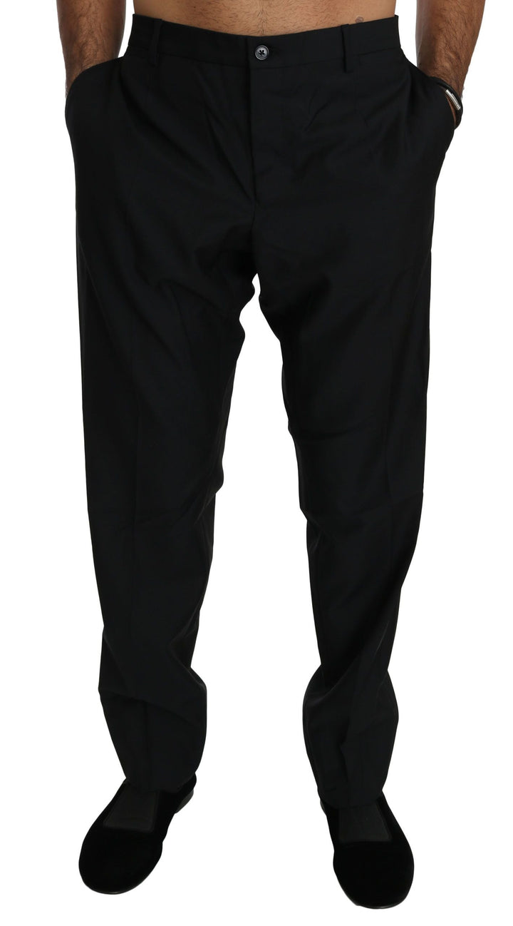 Men’s Dolce &amp; Gabbana Black Dress Formal Trouser Men Wool Pants