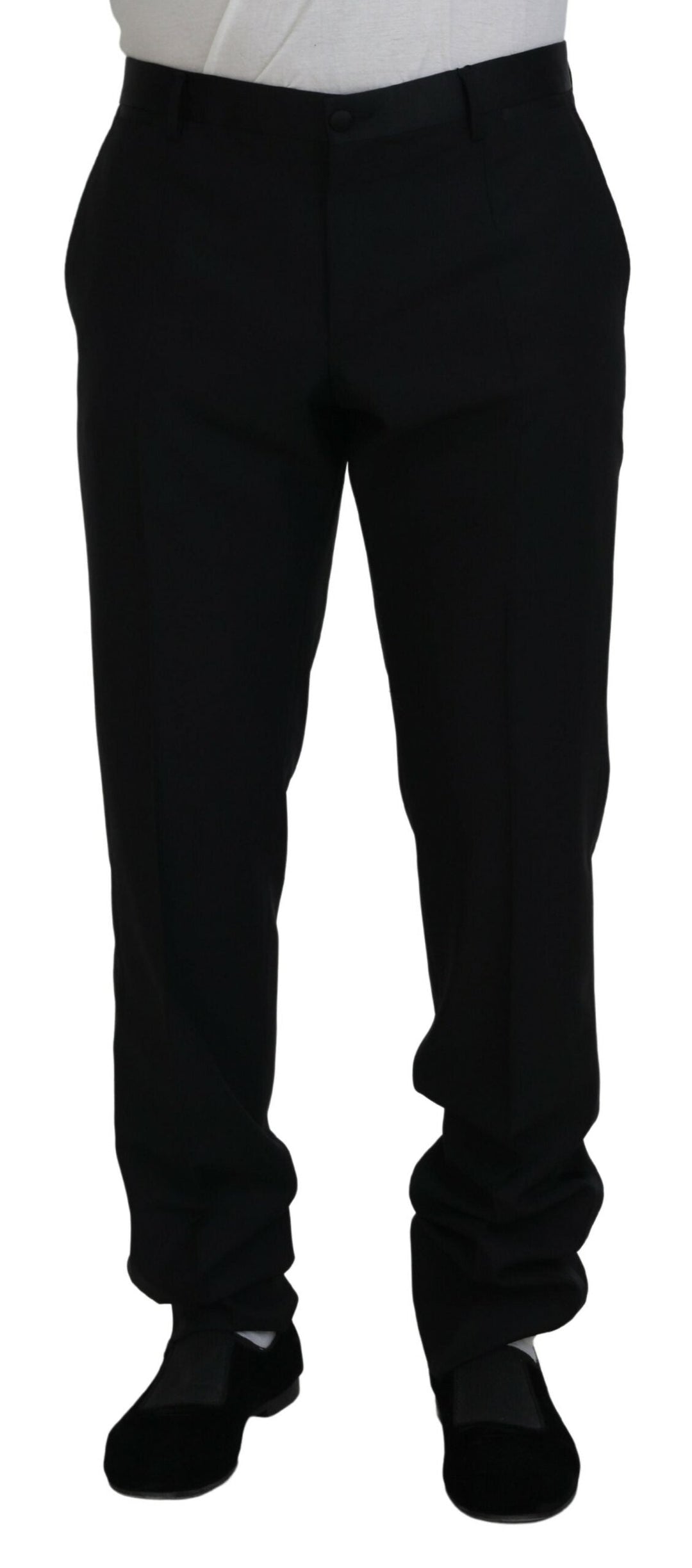 Men’s Dolce &amp; Gabbana Black Dress Wool Silk Trouser Pants