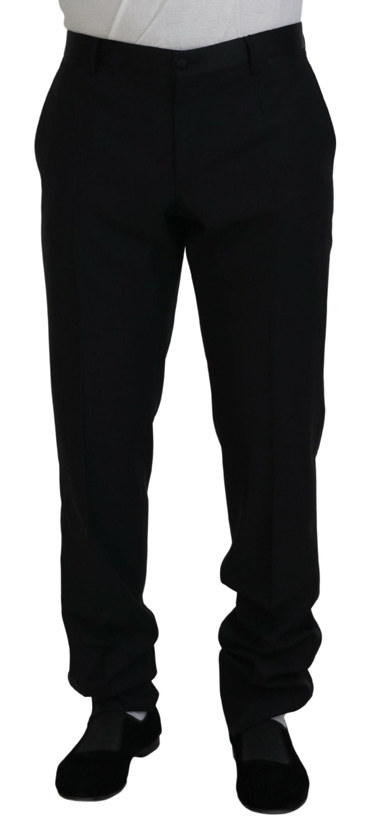Men’s Dolce &amp; Gabbana Black Dress Wool Silk Trouser Pants