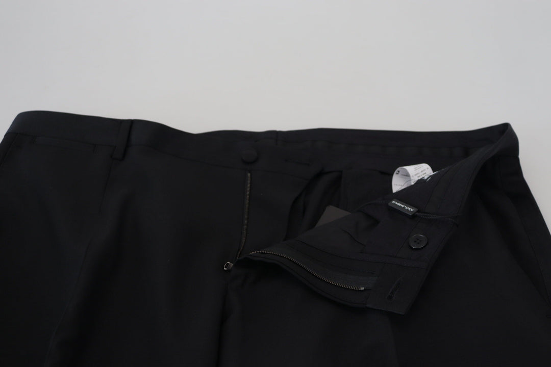 Men’s Dolce &amp; Gabbana Black Dress Wool Silk Trouser Pants