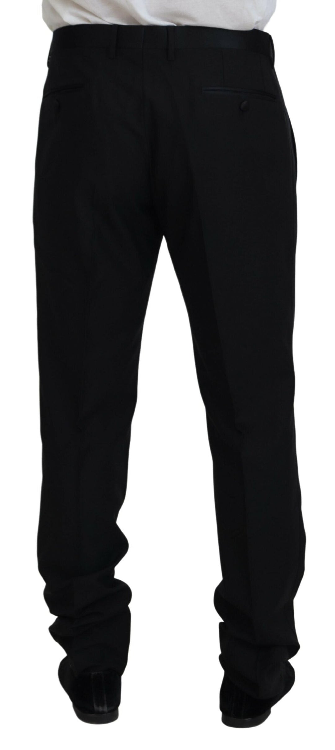 Men’s Dolce &amp; Gabbana Black Dress Wool Silk Trouser Pants
