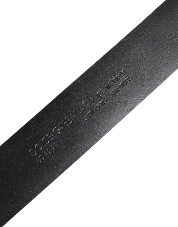 Dolce &amp; Gabbana Black Exotic Leather Dg Logo Buckle Belt