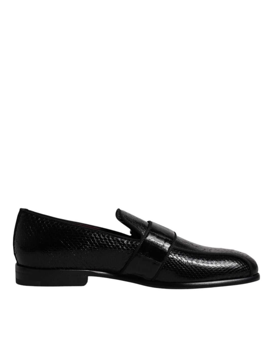 Men’s Dolce &amp; Gabbana Black Exotic Leather Dg Logo Loafers Formal Dress Shoes