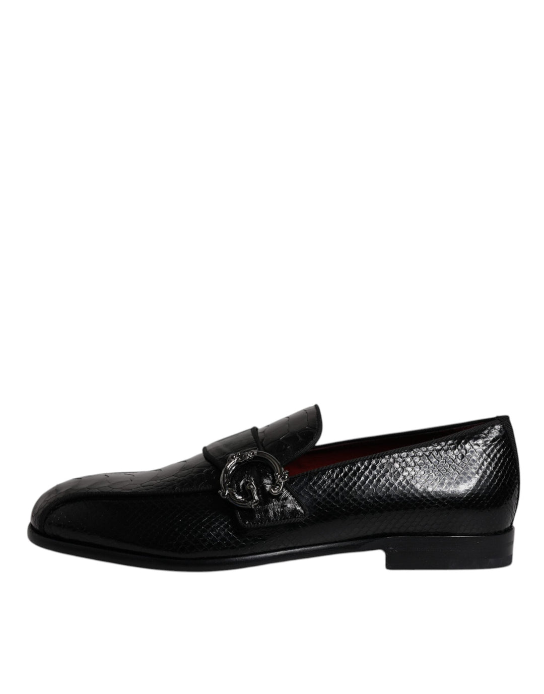 Men’s Dolce &amp; Gabbana Black Exotic Leather Dg Logo Loafers Formal Dress Shoes
