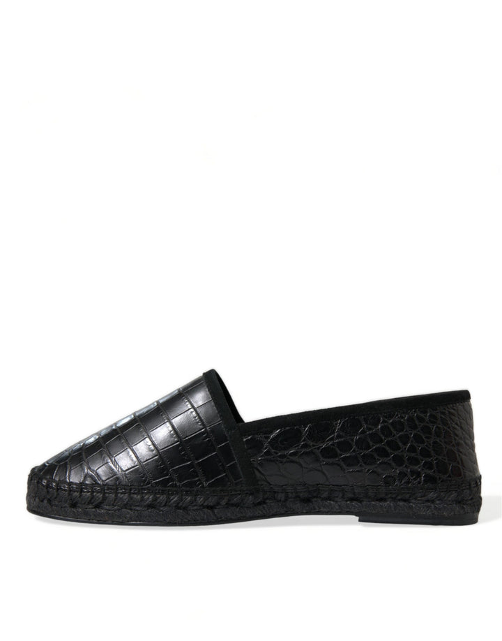 Men’s Dolce &amp; Gabbana Black Exotic Leather Espadrilles Slip on Shoes