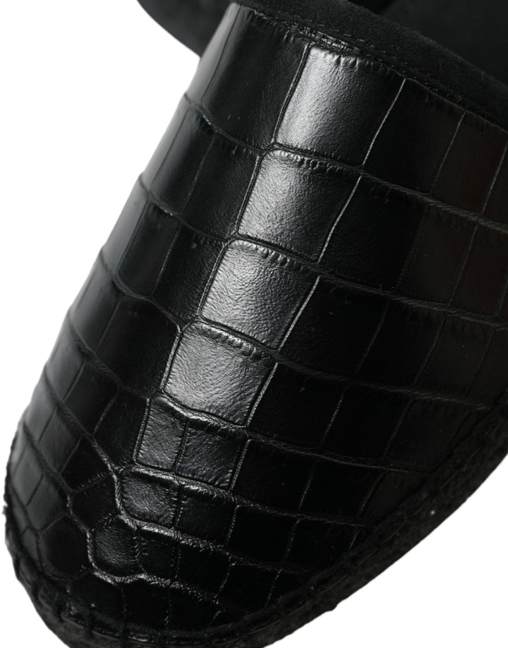 Men’s Dolce &amp; Gabbana Black Exotic Leather Espadrilles Slip on Shoes